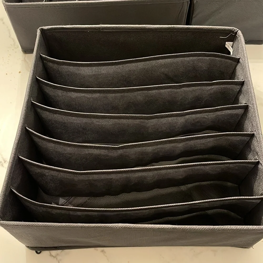 Set of 7 charcoal grey drawer organizers